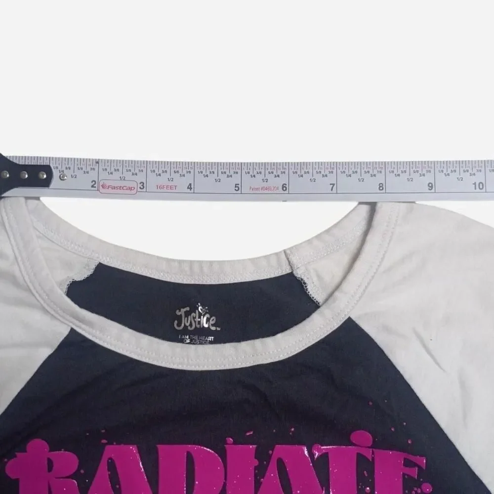 Justice Radiate Love Graphic Raglan T-Shirt XL (16/18)